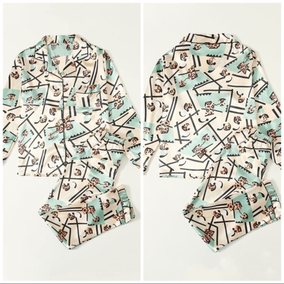 New Leopard Satin Silk-Like Pajama Set - Picture 2 of 5